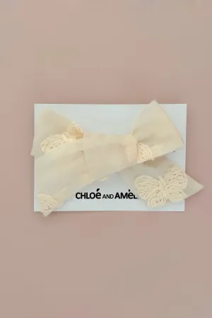 Big Bow Hair Accessory - Vanilla Rainbows & Butterflies