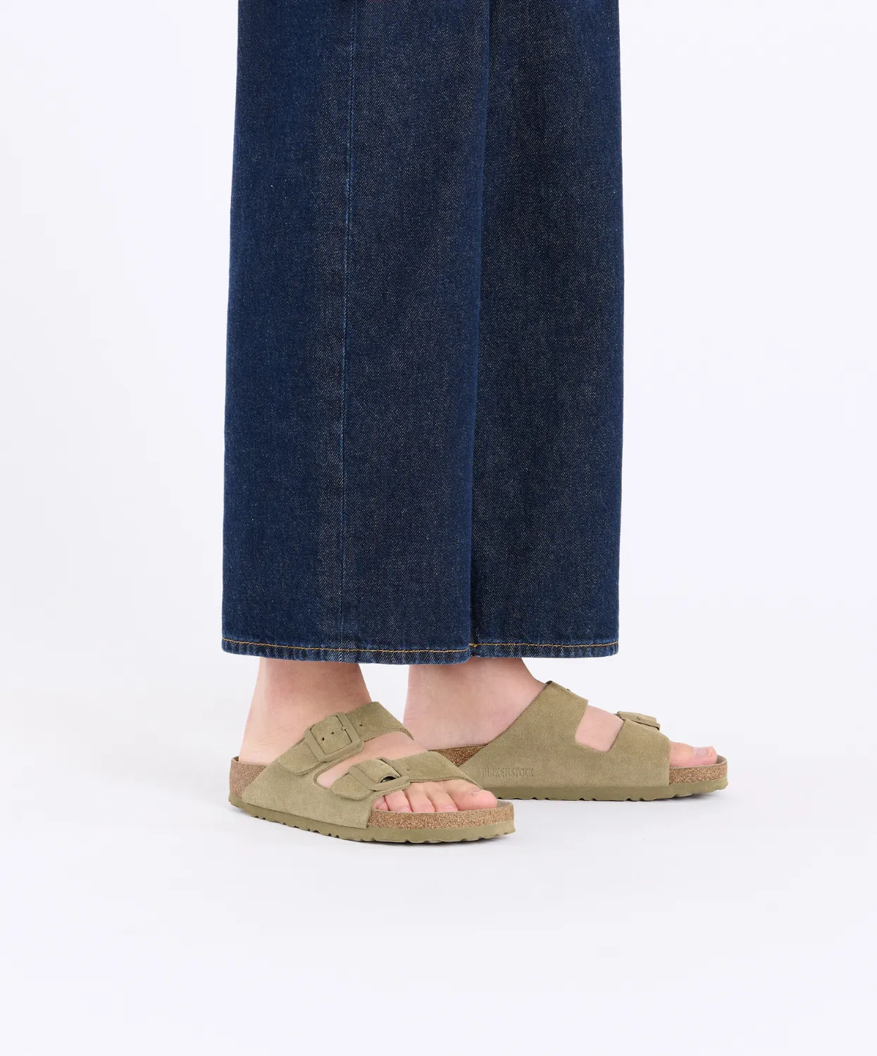 Birkenstock Arizona Suede Leather Faded Khaki Soft Footbed Sandals