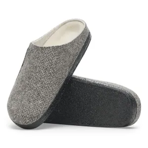 Birkenstock Zermatt Wool Felt Shearling Herringbone Gray