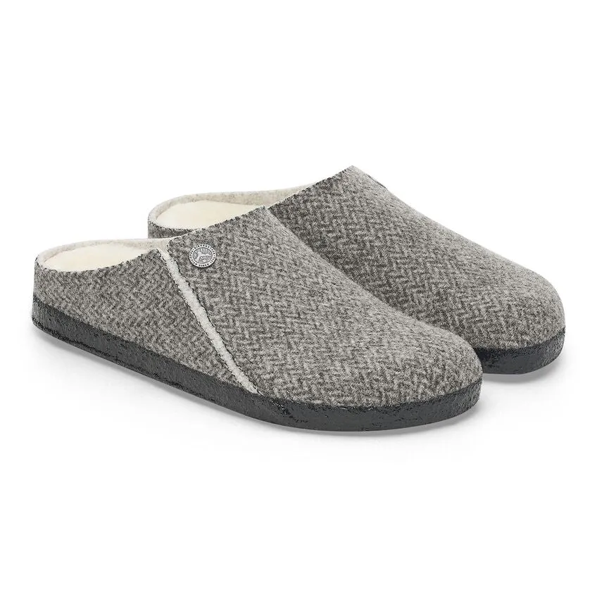 Birkenstock Zermatt Wool Felt Shearling Herringbone Gray