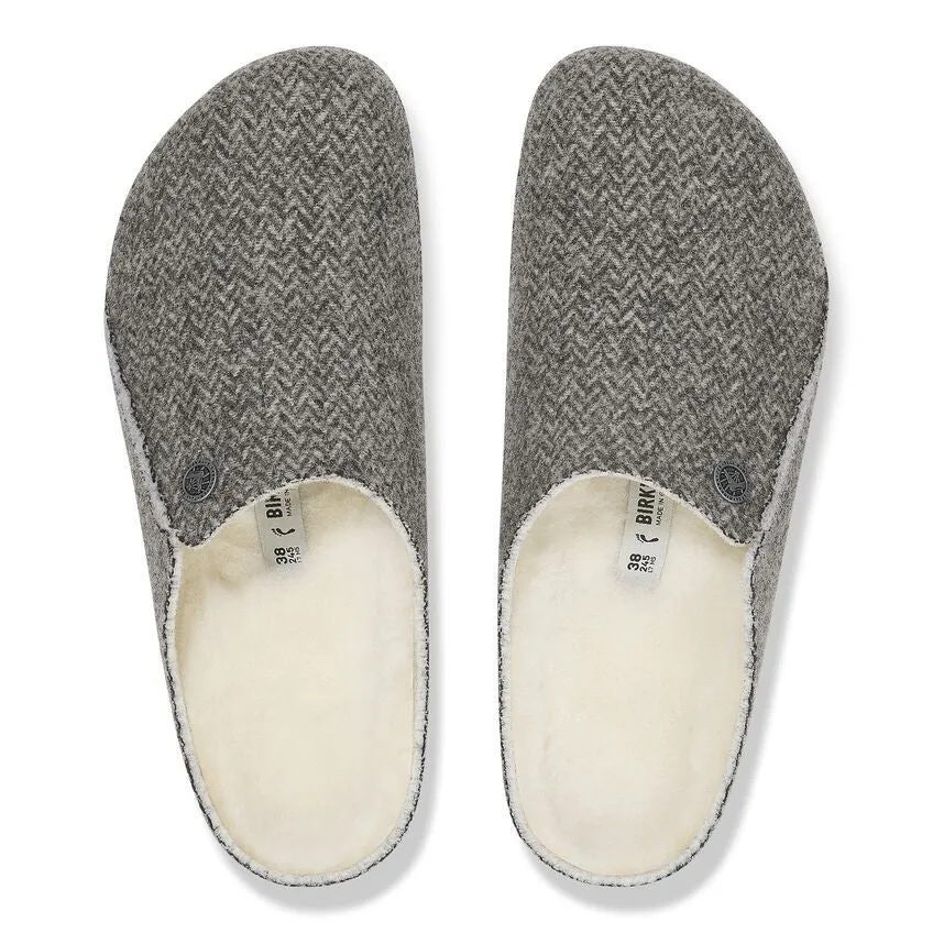 Birkenstock Zermatt Wool Felt Shearling Herringbone Gray