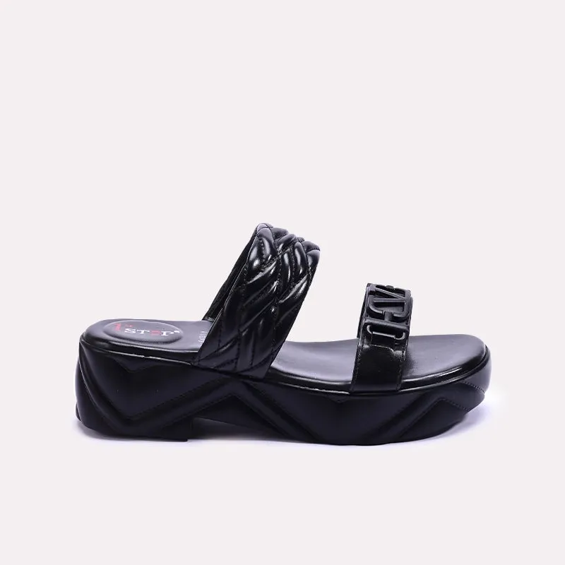 Black Chunky Casual Slippers 0413151