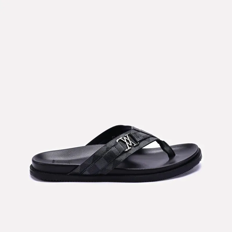 Black Comfy Flip Flops Mens 0151126