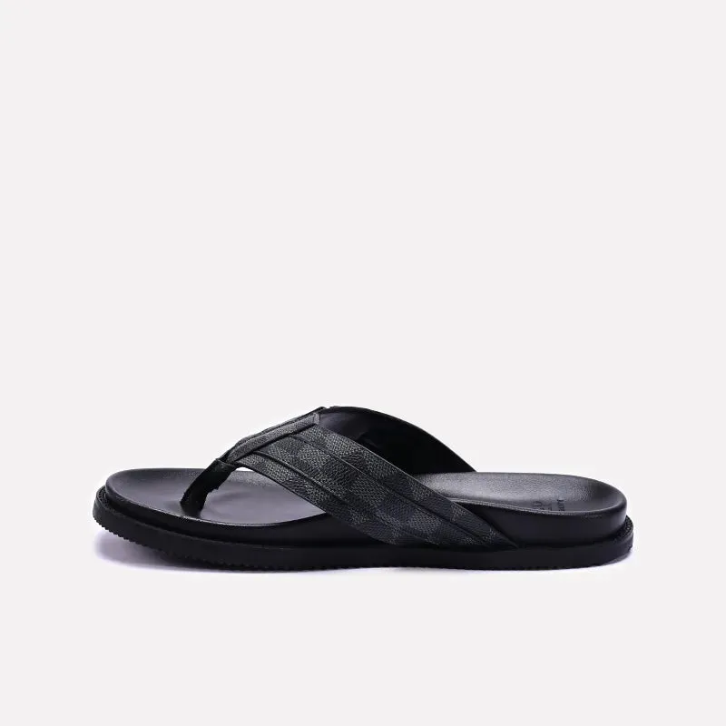 Black Comfy Flip Flops Mens 0151126