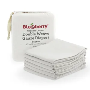 Blueberry Organic Cotton Gauze Flat Nappy - 6pack