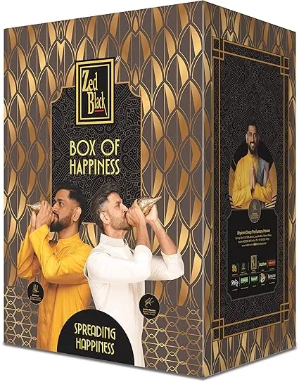 Box of Happiness contains Zed Black Incense Sticks Kit, Agarbatti, Dhoop Cones, Dhoop Sticks, Long Lasting Burning Sambrani Cups, Guggal Cups for auspicious festival gifts (Combo consists of the 19 items )