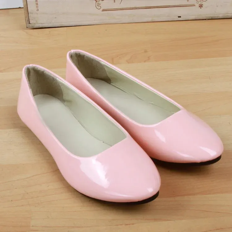 Candy Color Loafers Summer Ladies Flat Shoes Patent Leather Women Flats Comfortable Slip On Shoes Woman Plus Size EU42 WSH2215