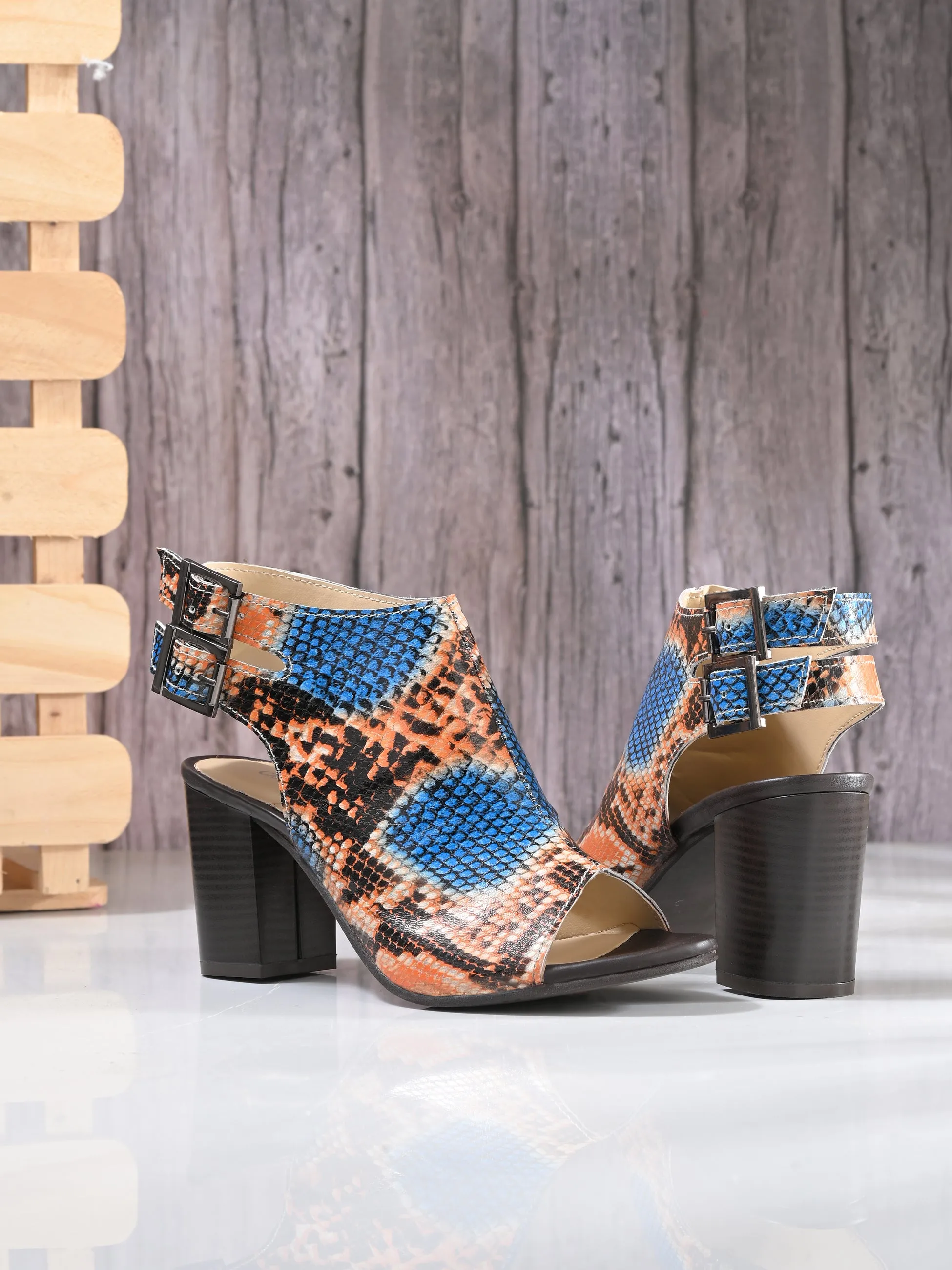 CARLO ROMANO MULTI COLOR SNAKE PRINT GENUINE LEATHER SANDAL FOR WOMEN