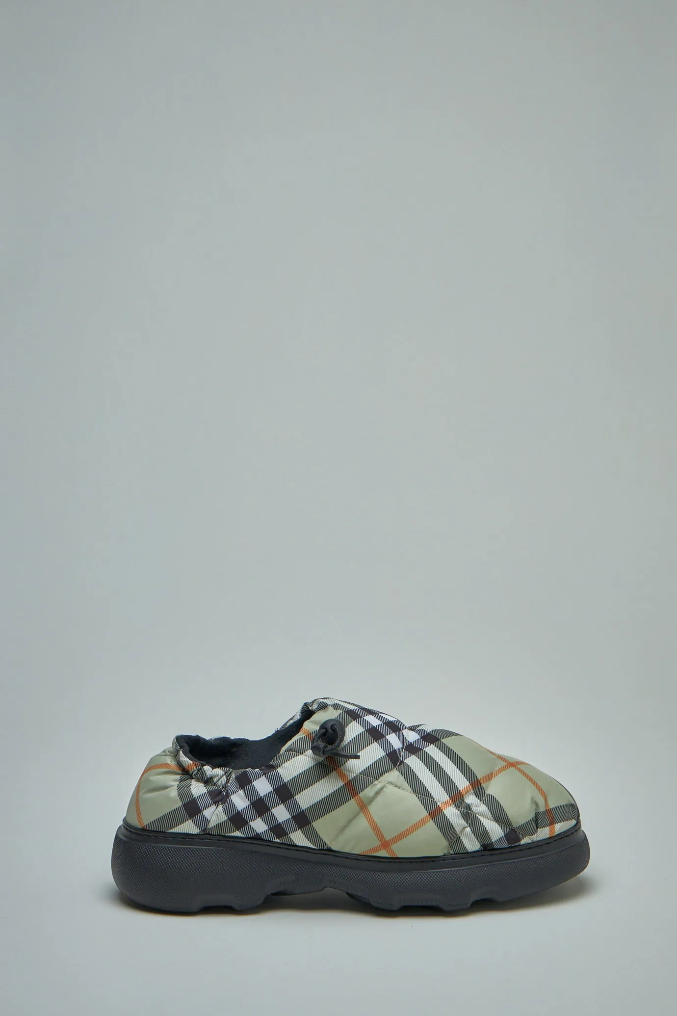 Check Nylon Blend Pillow Mules