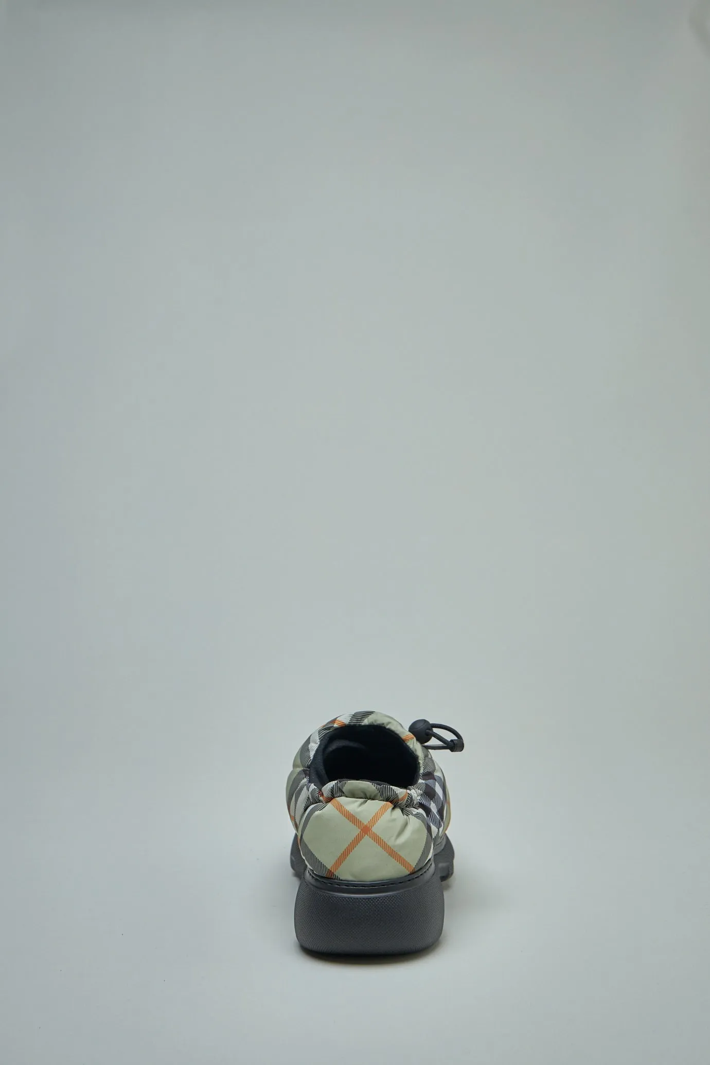 Check Nylon Blend Pillow Mules