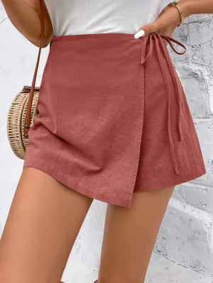 Cherry Vibes Falda Pantalón Asimétrica con Lazo en