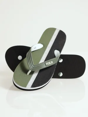 Colourblock Stripe Flip Flop - Fatigue
