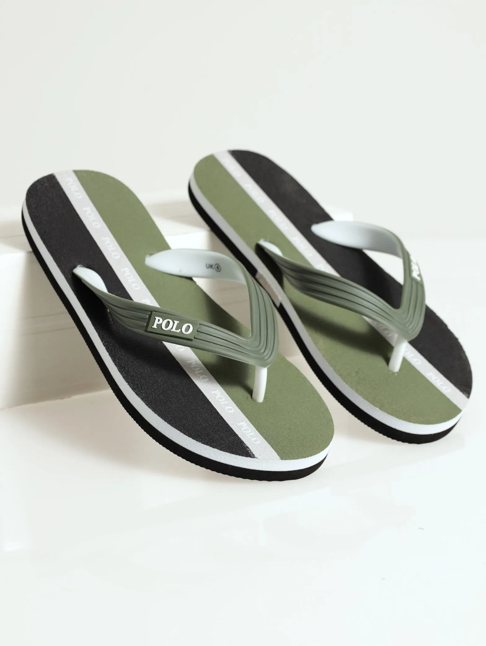 Colourblock Stripe Flip Flop - Fatigue