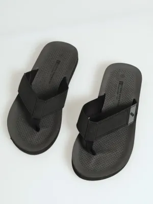 Comfort Wide Vamp Sandal With Pu Upper - Black/Grey