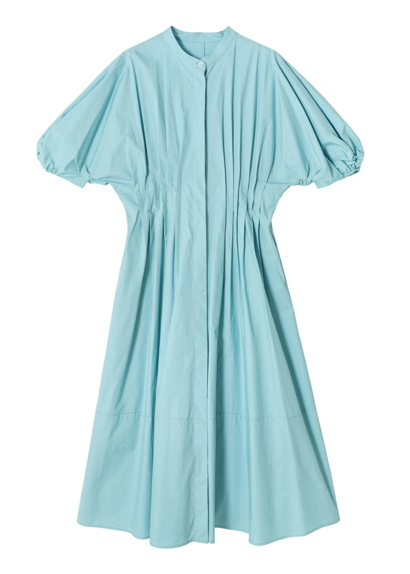 Cotton Midi Shirt Dress in Aqua