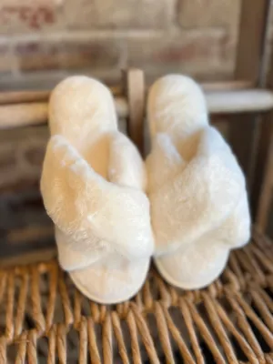 Cream Criss-Cross Slippers