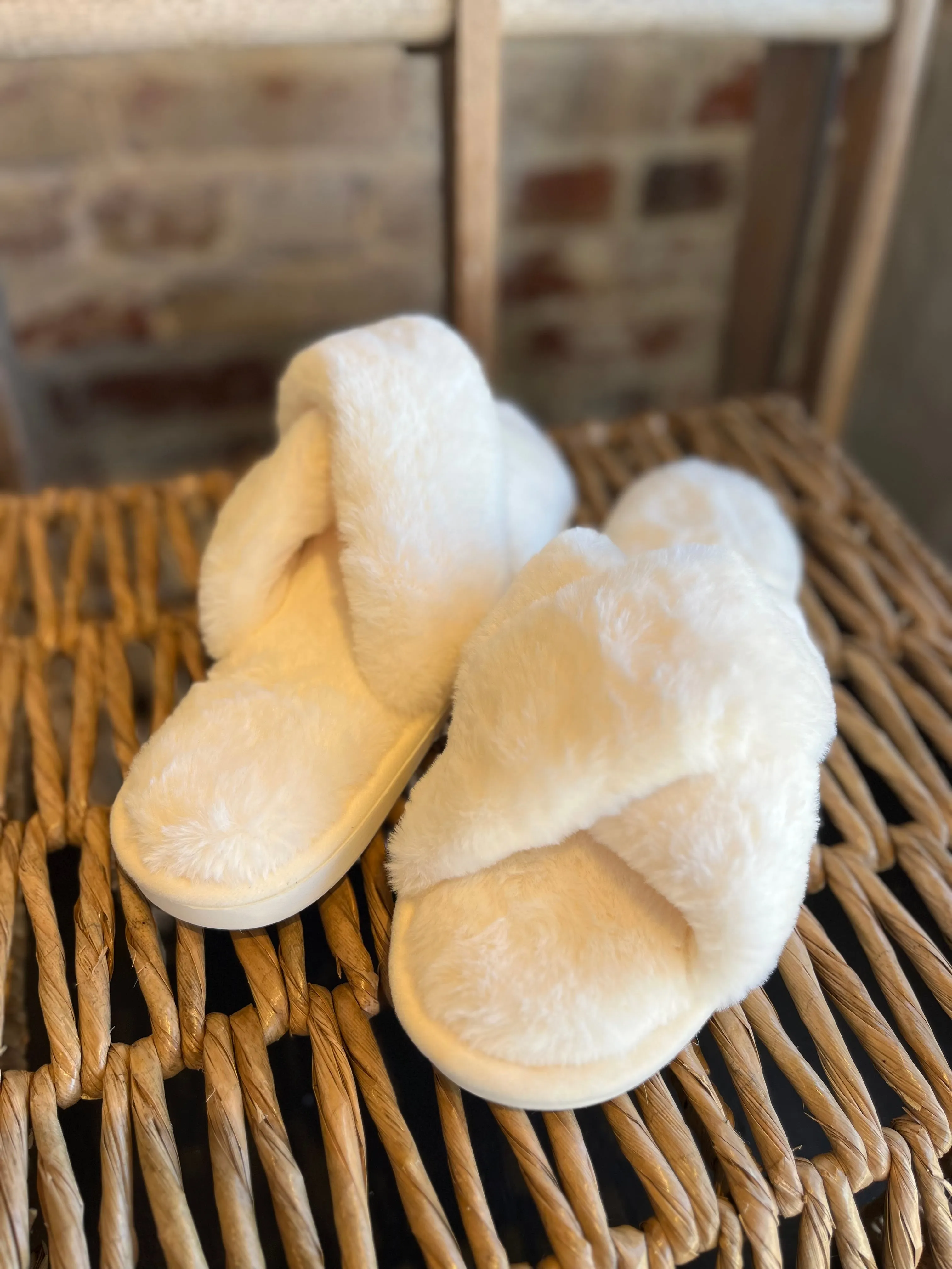 Cream Criss-Cross Slippers