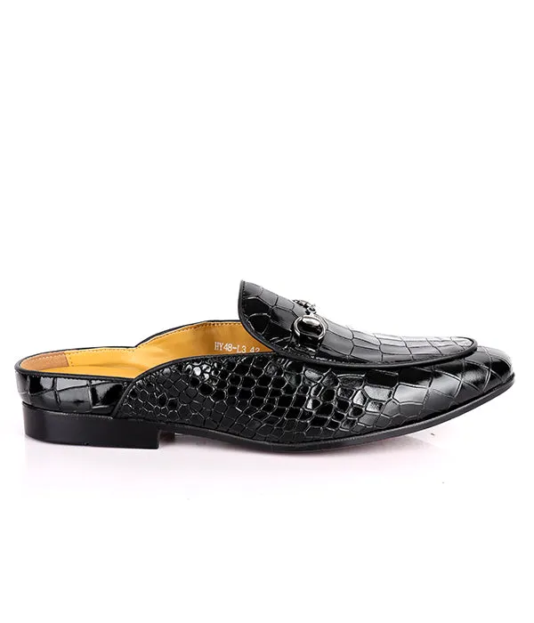 Croc Design Horsebit John Foster Mules|Black