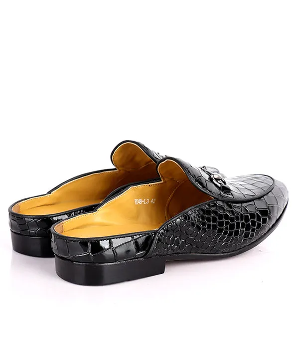 Croc Design Horsebit John Foster Mules|Black