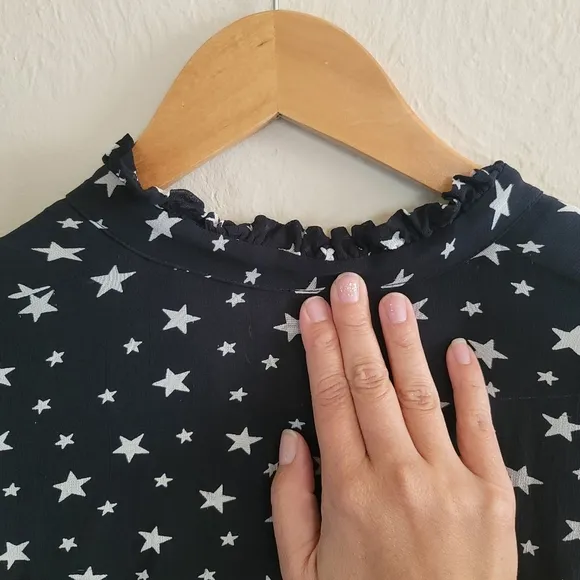 Denim &amp; Supply Ralph Lauren,‎ Star Print Sheer Dress, Black and White, Size Med