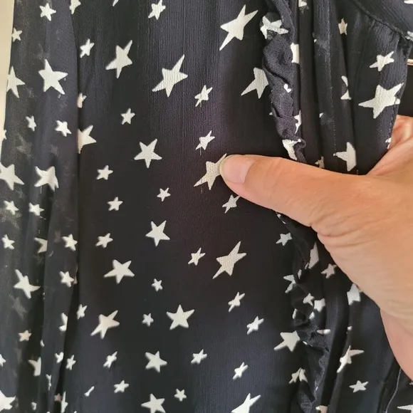 Denim &amp; Supply Ralph Lauren,‎ Star Print Sheer Dress, Black and White, Size Med