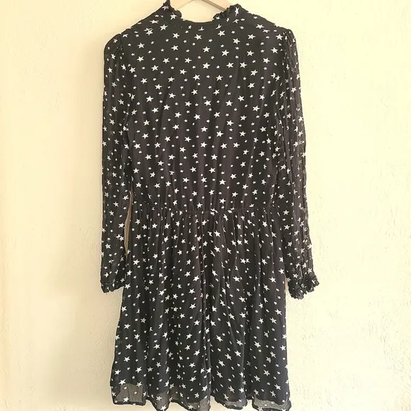 Denim &amp; Supply Ralph Lauren,‎ Star Print Sheer Dress, Black and White, Size Med