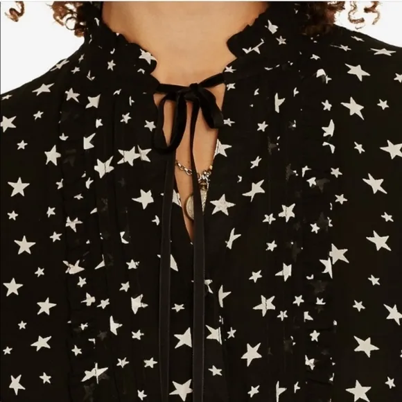 Denim &amp; Supply Ralph Lauren,‎ Star Print Sheer Dress, Black and White, Size Med