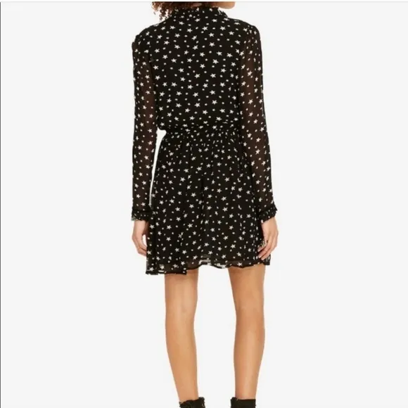 Denim &amp; Supply Ralph Lauren,‎ Star Print Sheer Dress, Black and White, Size Med