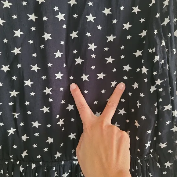 Denim &amp; Supply Ralph Lauren,‎ Star Print Sheer Dress, Black and White, Size Med