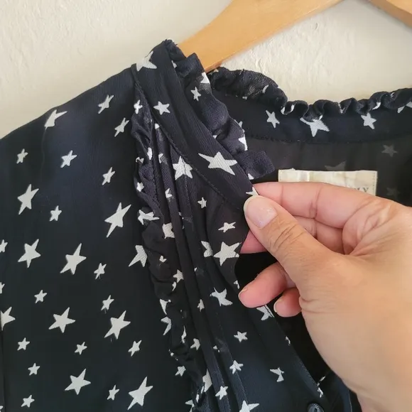 Denim &amp; Supply Ralph Lauren,‎ Star Print Sheer Dress, Black and White, Size Med