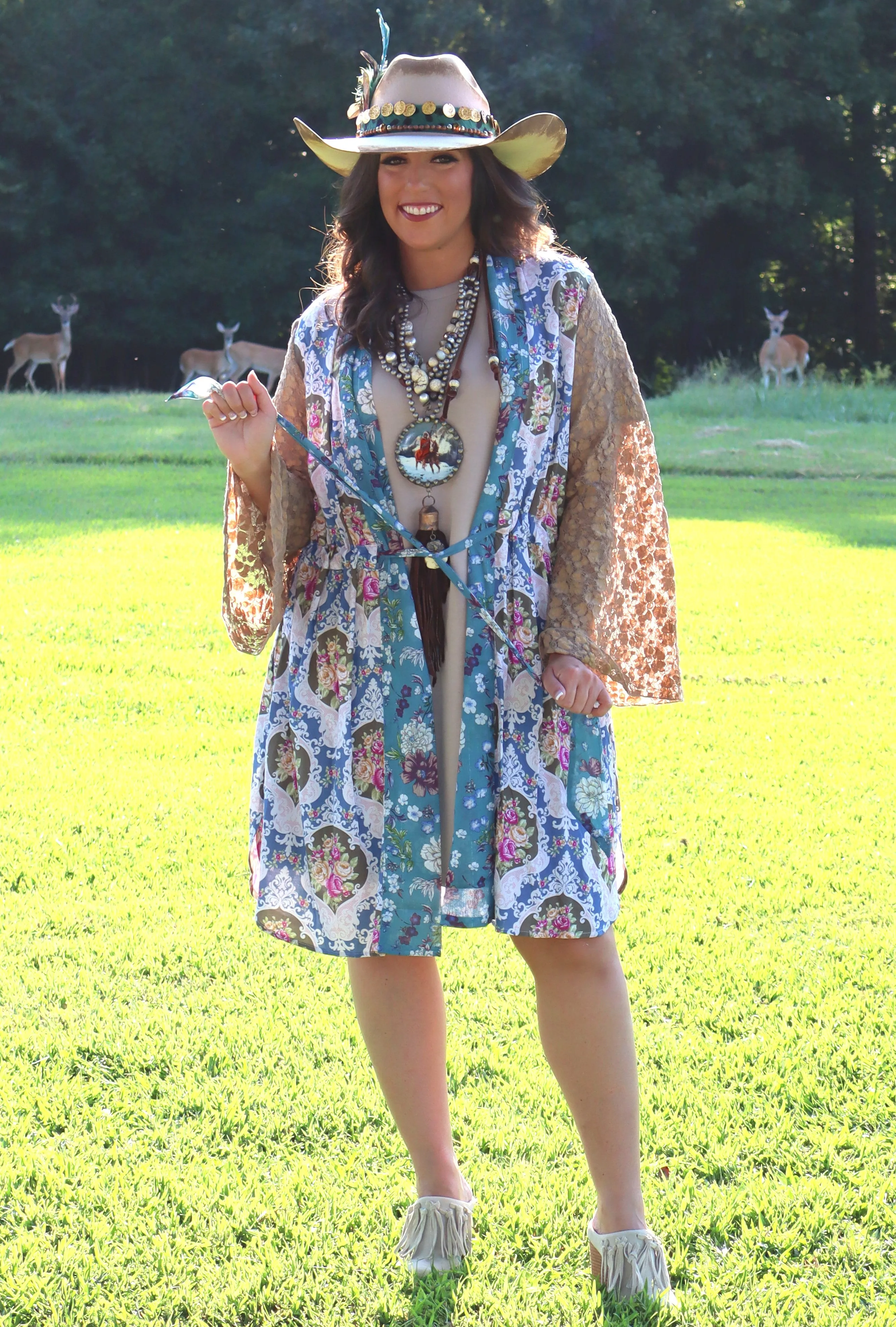 Enchanted Teal Kimono