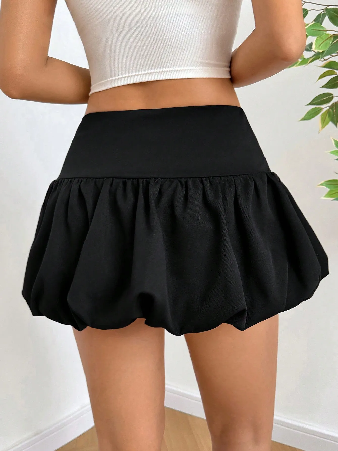 Falda corta con volantes de cintura alta para mujer