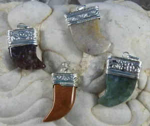 Fancy Jasper Flat Tooth Pendants