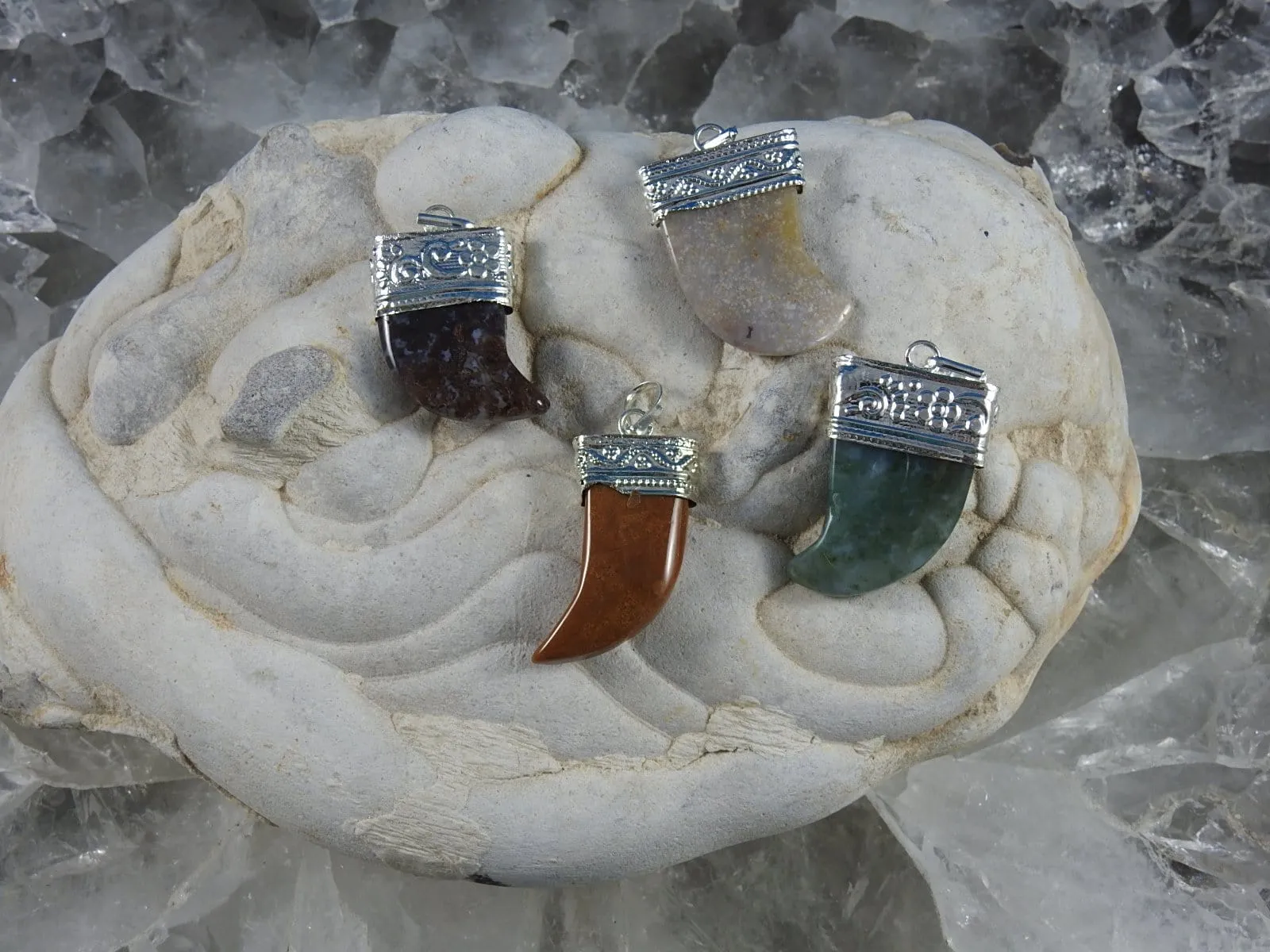 Fancy Jasper Flat Tooth Pendants