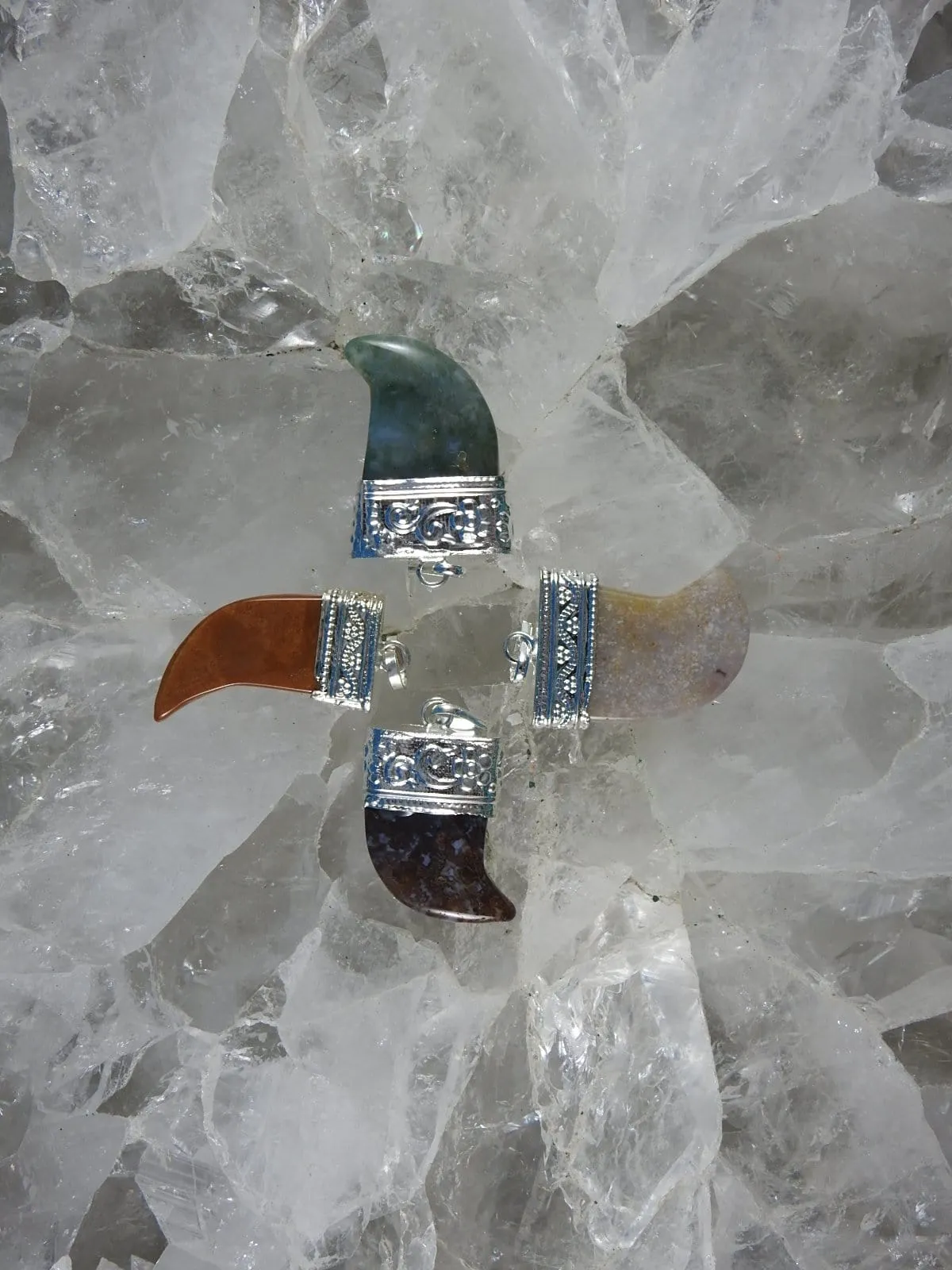 Fancy Jasper Flat Tooth Pendants