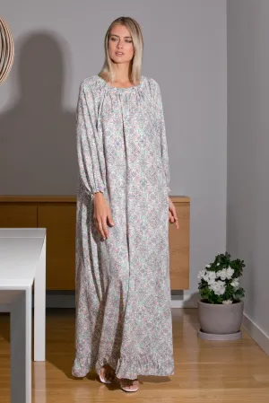 Floral Maxi Dress with Pockets, Simple Dress, Boho Clothing, Loose Fit Long Dress, Plus Size Clothing, Dress with Bishop Sleeves