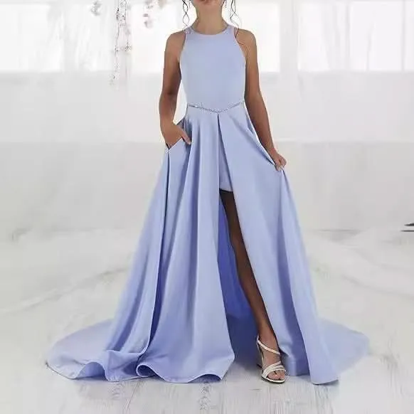 Girls piano performance dress violin performance banquet tail girl evening dress