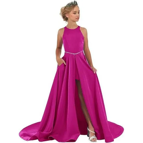 Girls piano performance dress violin performance banquet tail girl evening dress