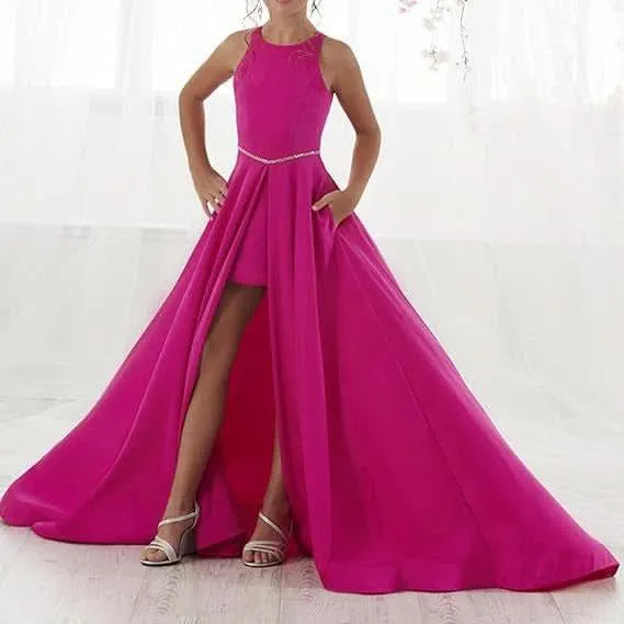 Girls piano performance dress violin performance banquet tail girl evening dress