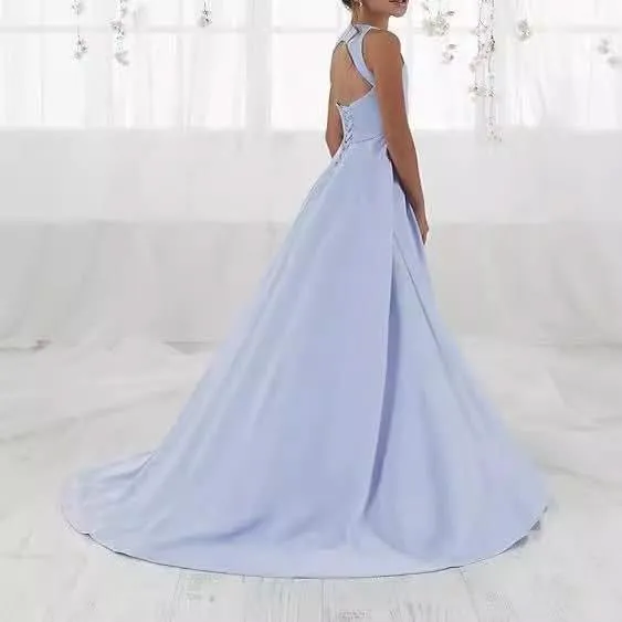 Girls piano performance dress violin performance banquet tail girl evening dress
