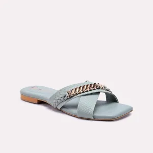 Green Flat Criss Cross Slippers 0412806