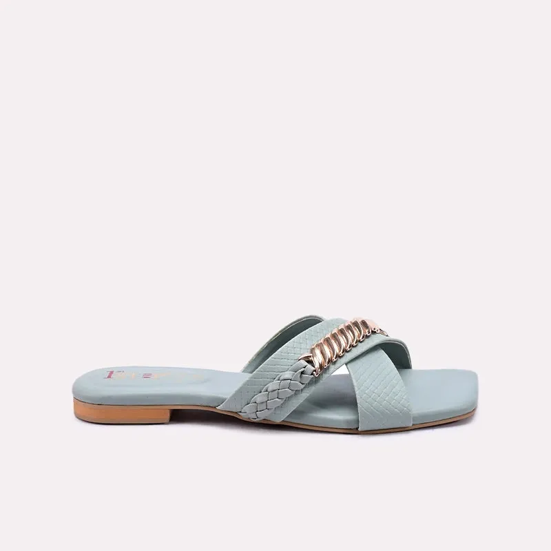 Green Flat Criss Cross Slippers 0412806