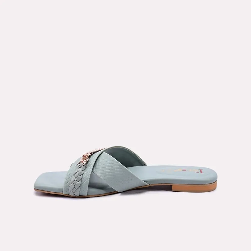 Green Flat Criss Cross Slippers 0412806
