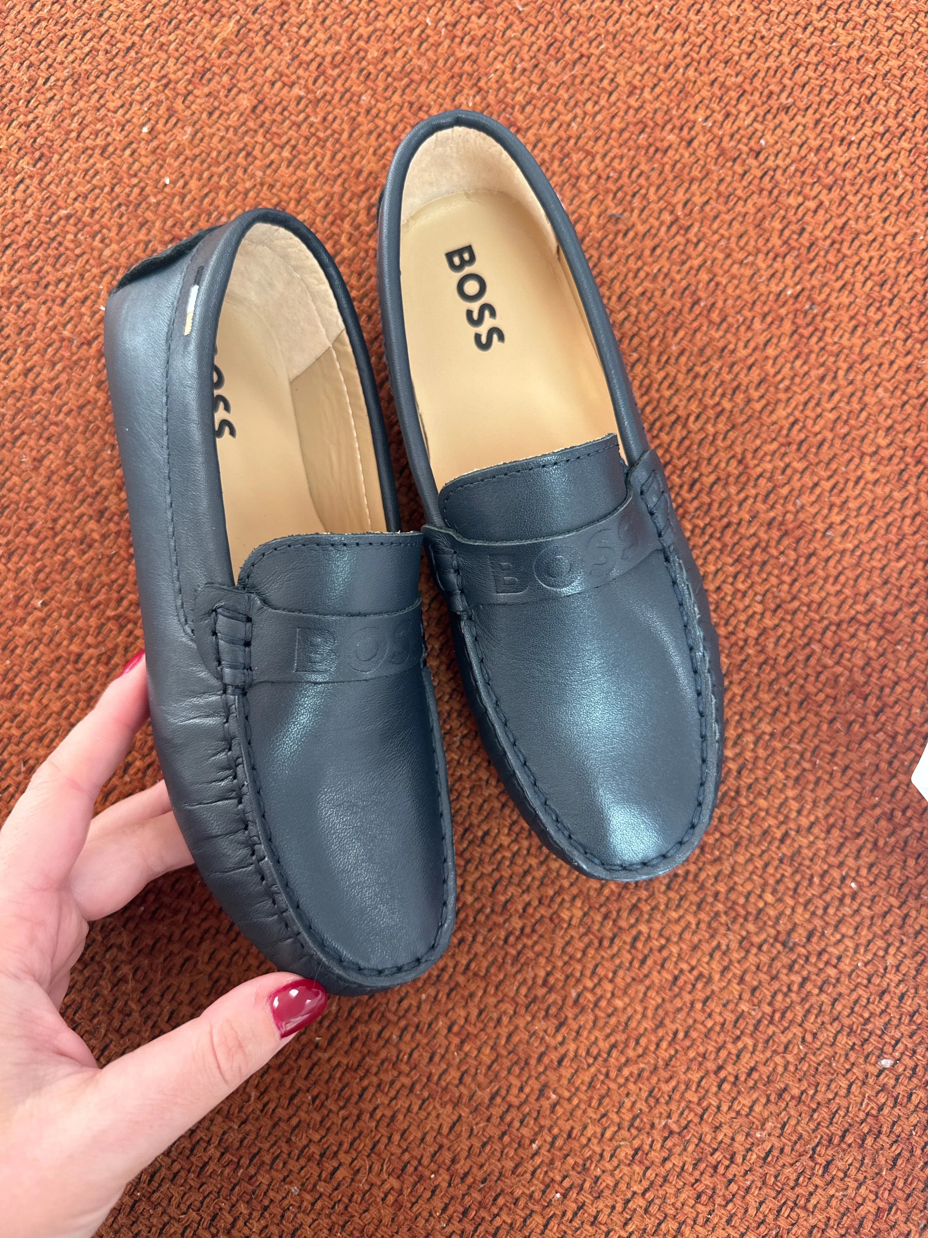 Hugo Boss Blue Leather Logo Loafer