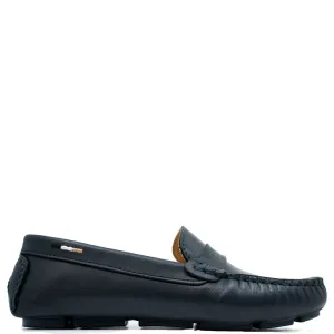 Hugo Boss Blue Leather Logo Loafer