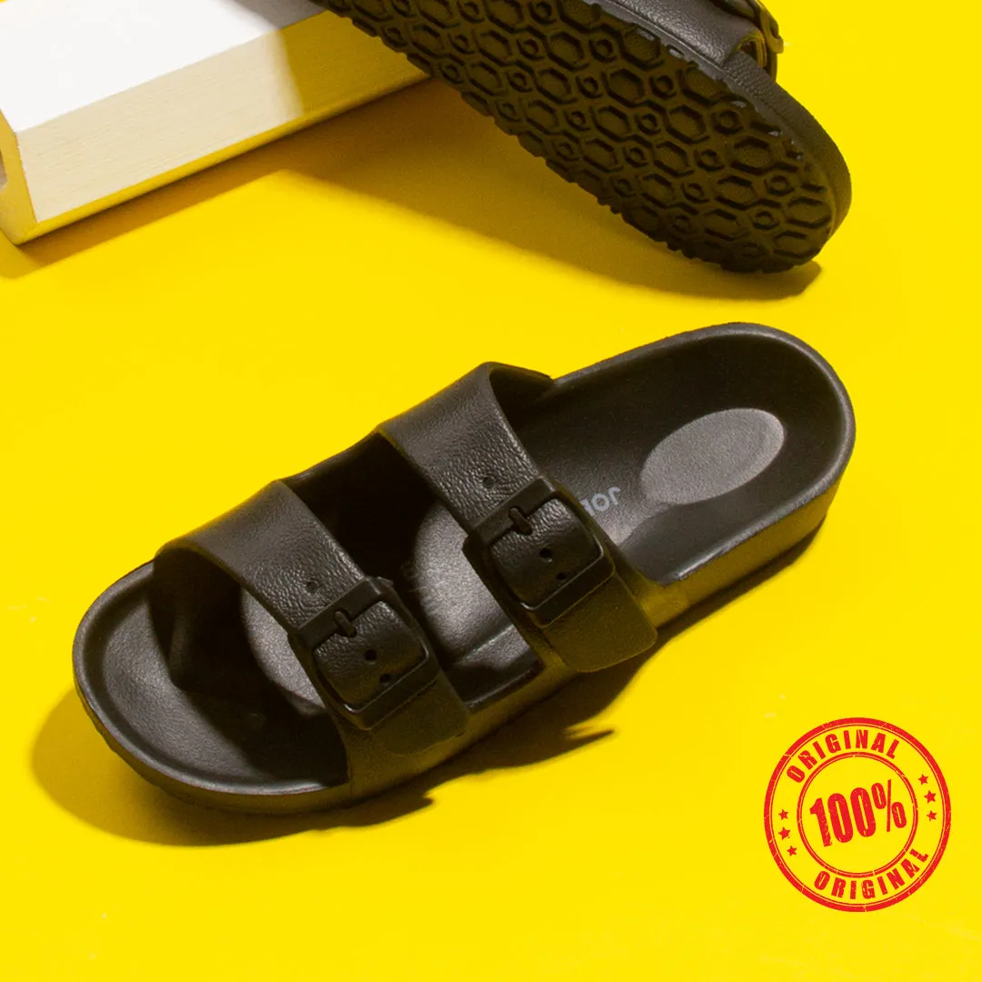 Joe-Fresh Black Double Band Buckled Slippers