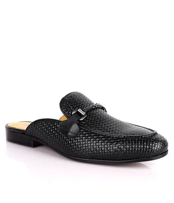 John Foster Woven Horsebit Leather Men's Mules|Black