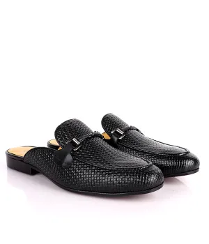 John Foster Woven Horsebit Leather Men's Mules|Black