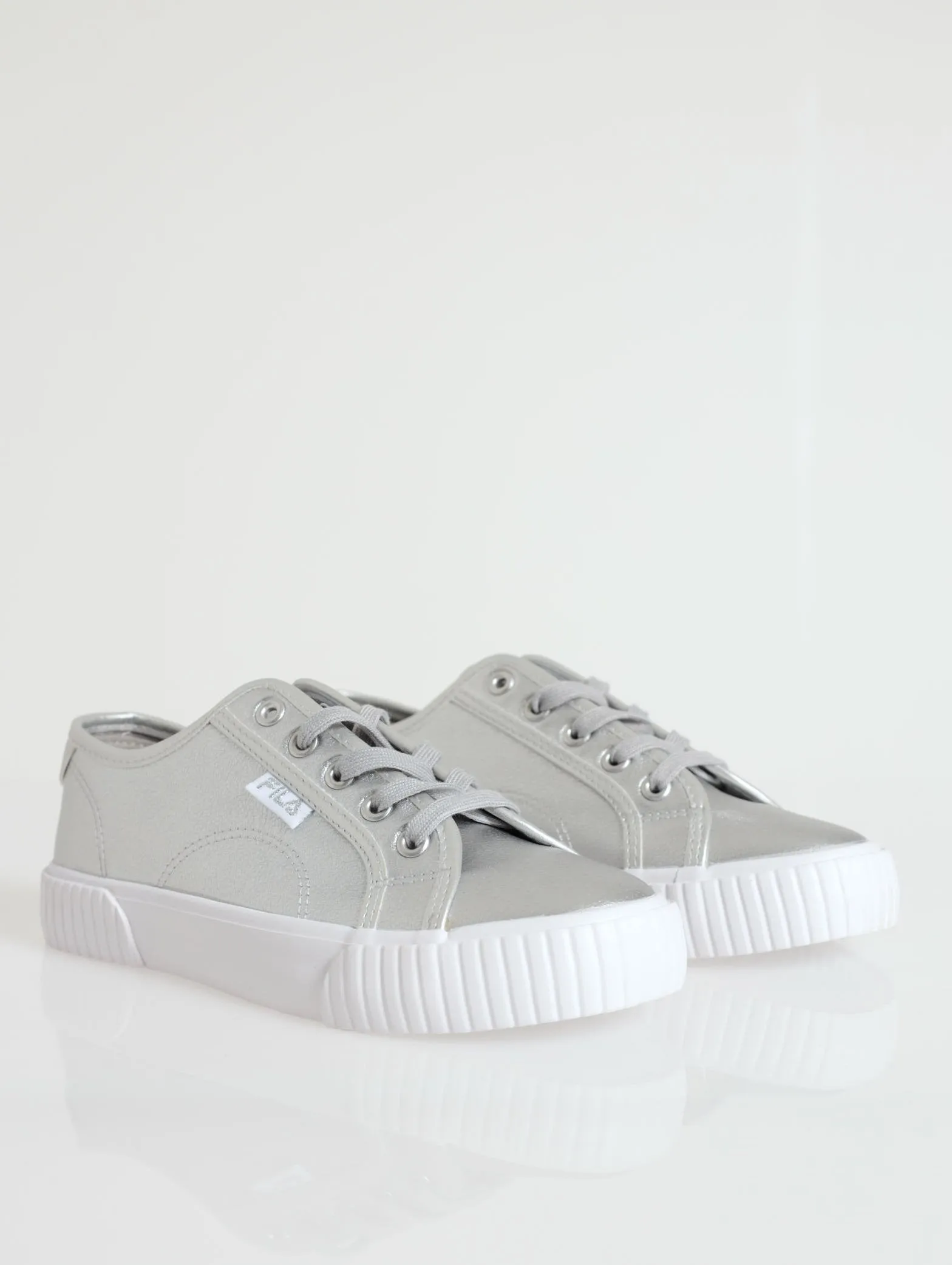 Ladies Alessia Basic Lace-Up Low Cut Sneaker - Silver