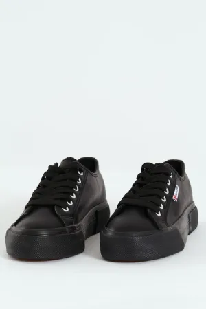 Ladies Basic Lace-Up Platform Sneaker - Black